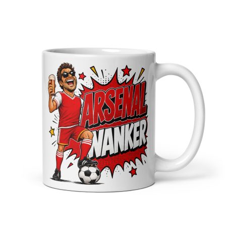 Arsenal Wanker Funny Football Mug, White Ceramic 11oz Coffee Mug, Football Fan Gift