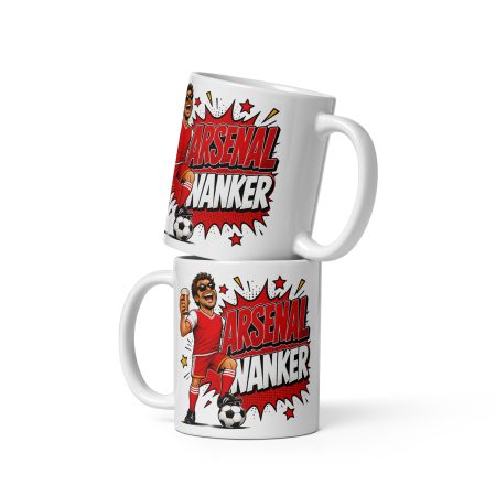 Arsenal Wanker Funny Football Mug, White Ceramic 11oz Coffee Mug, Football Fan Gift