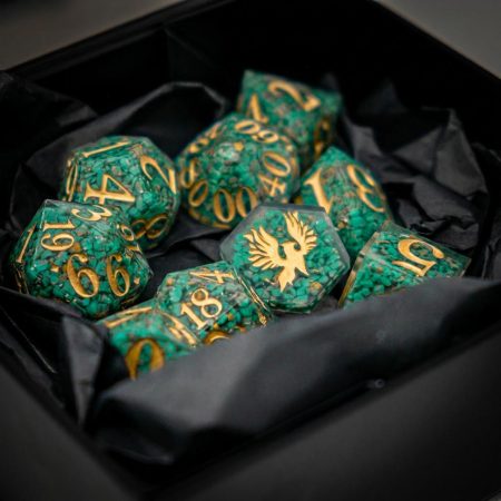 Green Copper Turquoise Stone-Core Dice Set (9pc)