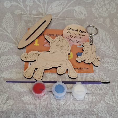 Paint your Own Unicorns, Personalised Individual Party Packs, Paintable Wood Figures