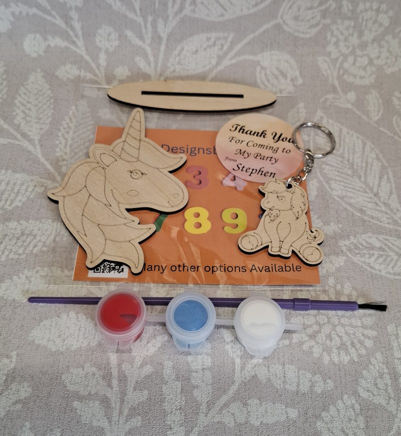 Paint your Own Unicorns, Personalised Individual Party Packs, Paintable Wood Figures