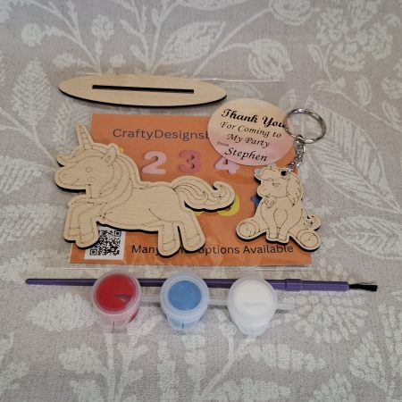 Paint your Own Unicorns, Personalised Individual Party Packs, Paintable Wood Figures