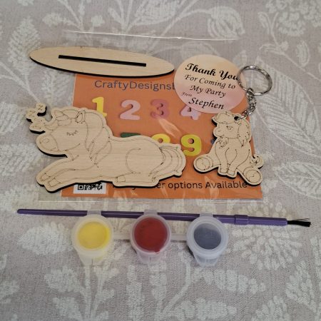 Paint your Own Unicorns, Personalised Individual Party Packs, Paintable Wood Figures