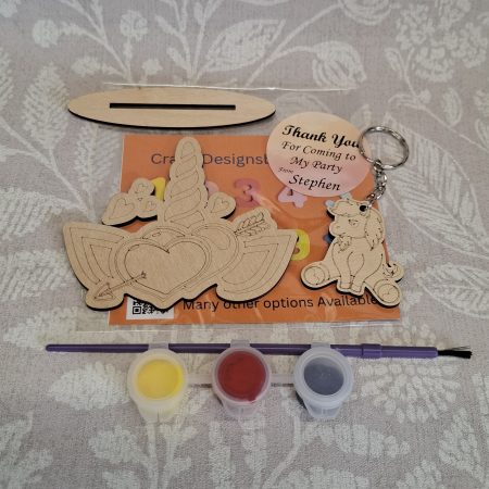 Paint your Own Unicorns, Personalised Individual Party Packs, Paintable Wood Figures