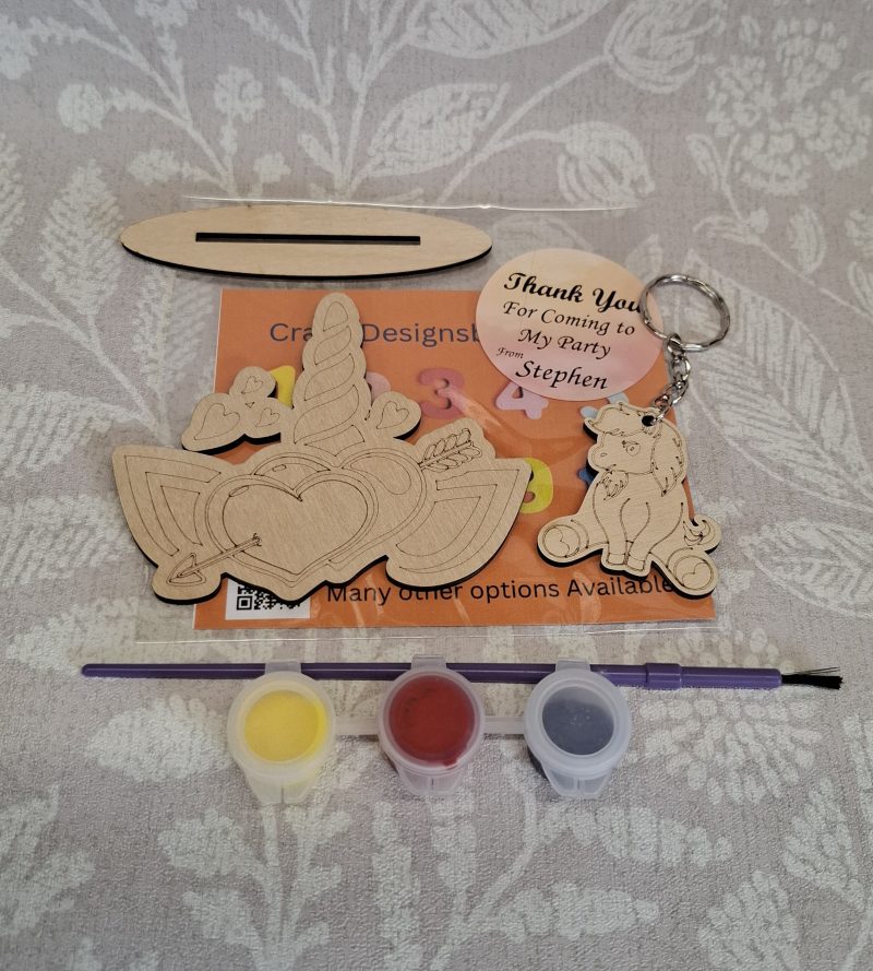 Paint your Own Unicorns, Personalised Individual Party Packs, Paintable Wood Figures