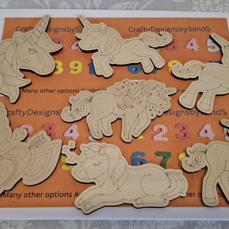 Paint your Own Unicorns, Personalised Individual Party Packs, Paintable Wood Figures