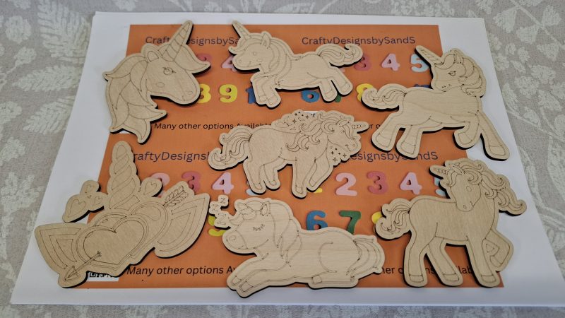 Paint your Own Unicorns, Personalised Individual Party Packs, Paintable Wood Figures