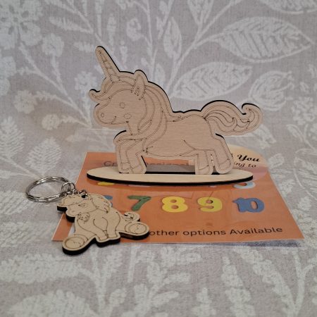 Paint your Own Unicorns, Personalised Individual Party Packs, Paintable Wood Figures