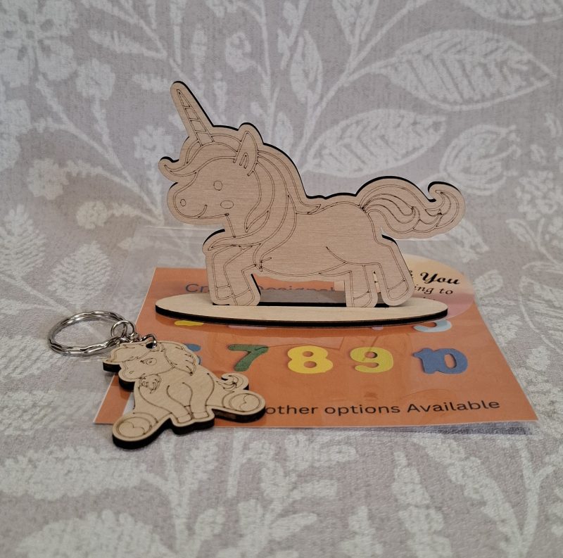 Paint your Own Unicorns, Personalised Individual Party Packs, Paintable Wood Figures