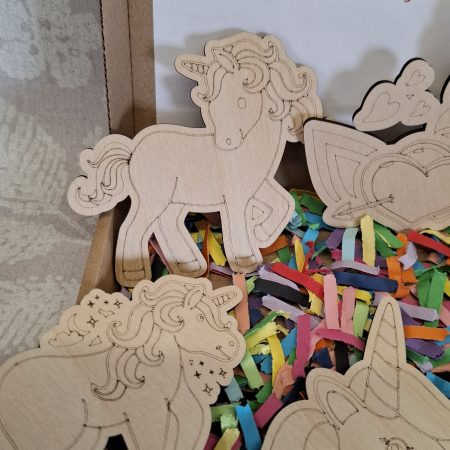 Paint your Own Unicorns, Wooden Figures, Complete Set including Brushes and Paints