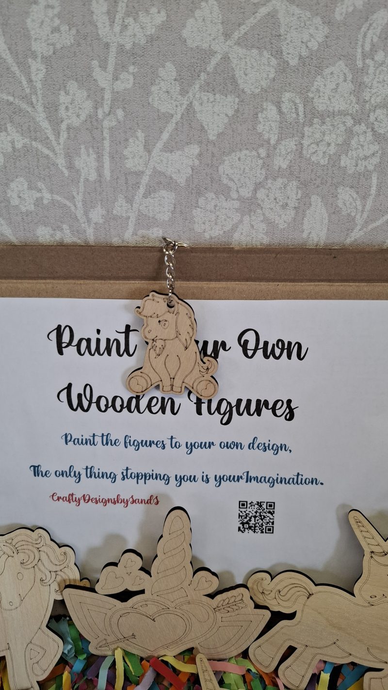 Paint your Own Unicorns, Wooden Figures, Complete Set including Brushes and Paints