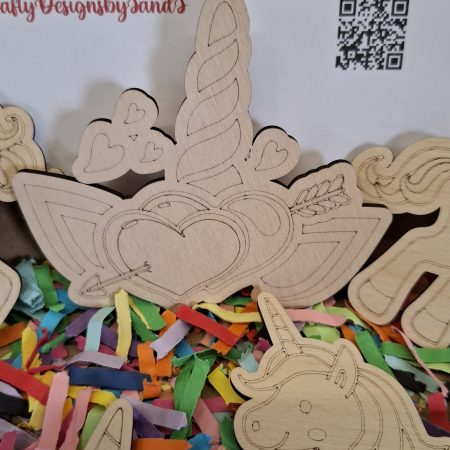 Paint your Own Unicorns, Wooden Figures, Complete Set including Brushes and Paints
