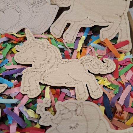Paint your Own Unicorns, Wooden Figures, Complete Set including Brushes and Paints