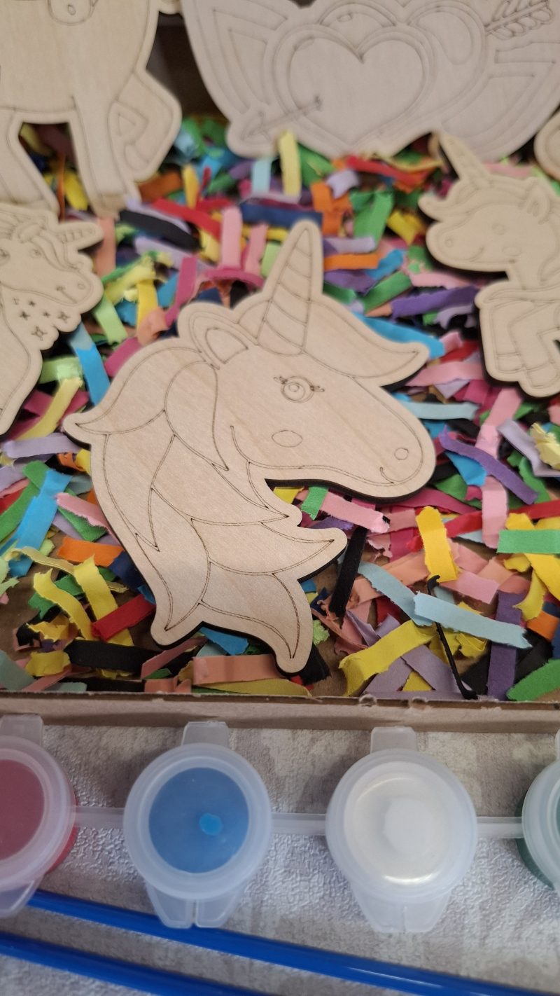 Paint your Own Unicorns, Wooden Figures, Complete Set including Brushes and Paints