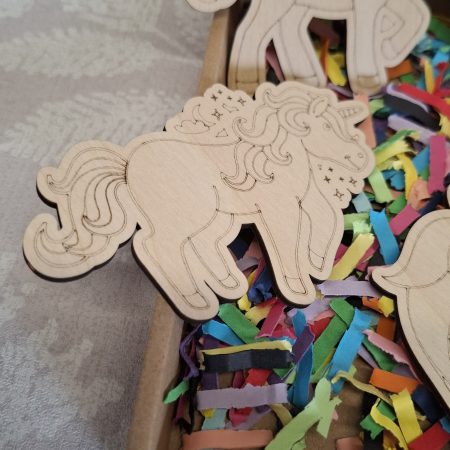 Paint your Own Unicorns, Wooden Figures, Complete Set including Brushes and Paints