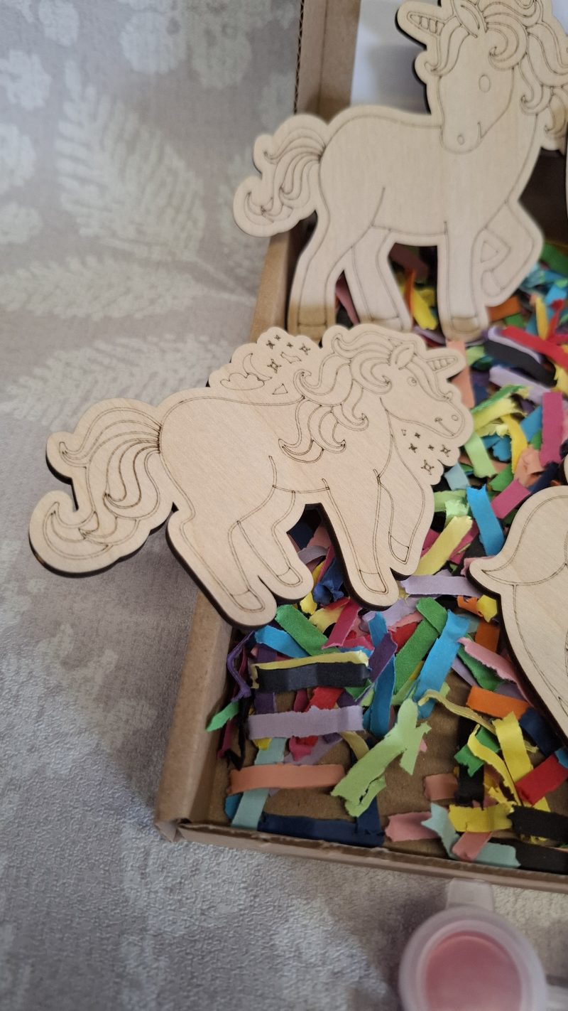 Paint your Own Unicorns, Wooden Figures, Complete Set including Brushes and Paints