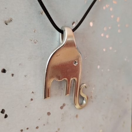 Unique handmade silver plated vintage Elephant fork pendant necklace.