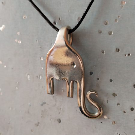 Unique handmade silver plated vintage Elephant fork pendant necklace.