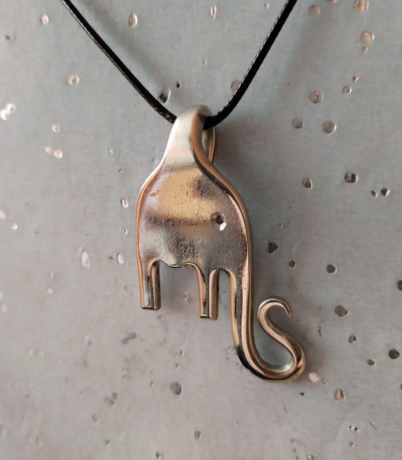 Unique handmade silver plated vintage Elephant fork pendant necklace.
