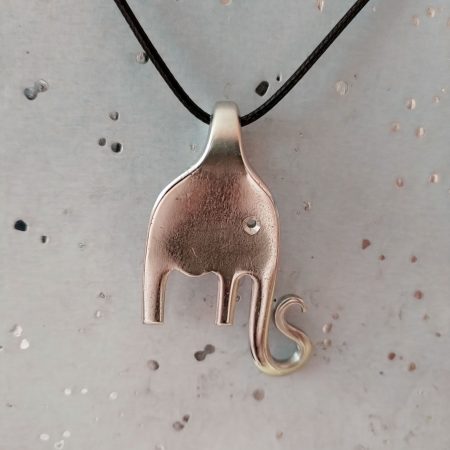 Unique handmade silver plated vintage Elephant fork pendant necklace.