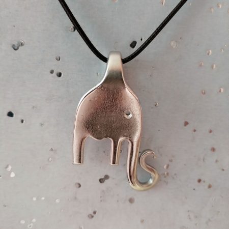 Unique handmade silver plated vintage Elephant fork pendant necklace.