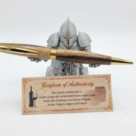 Hand Turned Wooden Twist Pen from Reclaimed Cahors Wine Cask Wood