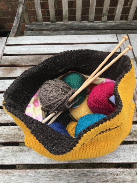 Hand Knitted Lined Project Bag