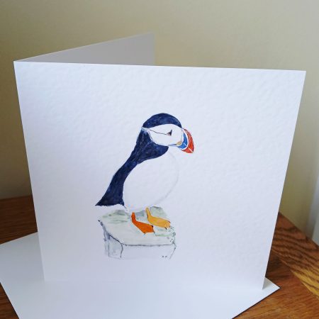 Puffin handpainted greetings card with envelope