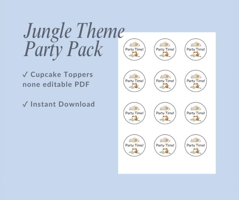 Jungle Theme Birthday Party Pack – Editable Canva Digital Download