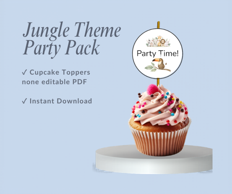 Jungle Theme Birthday Party Pack – Editable Canva Digital Download