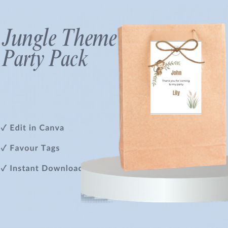 Jungle Theme Birthday Party Pack – Editable Canva Digital Download