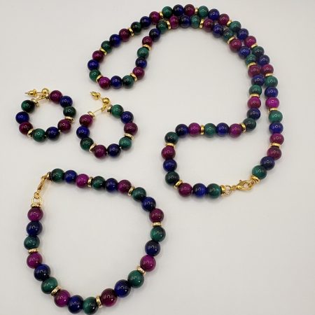 Ceramic colourful beaded jewellery set