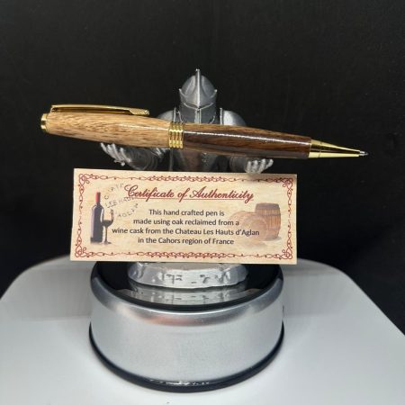Hand Turned Wooden Twist Pen from Reclaimed Cahors Wine Cask Wood