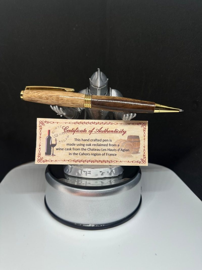 Hand Turned Wooden Twist Pen from Reclaimed Cahors Wine Cask Wood