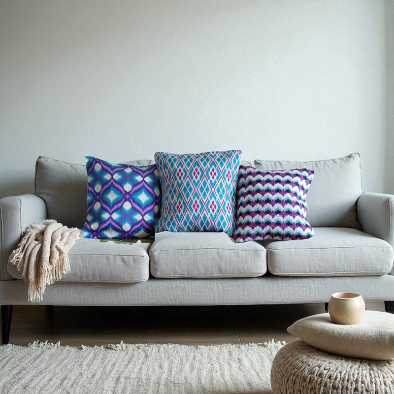 Contemporary Original One Off Needlepoint cushion