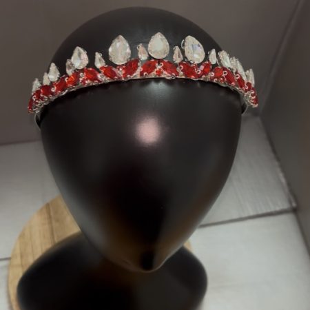 Handmade red beaded tiara