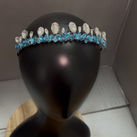 Handmade blue beaded tiara