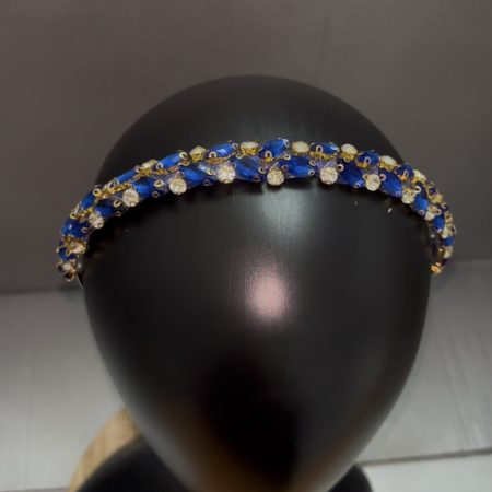Blue and gold sparkly headband
