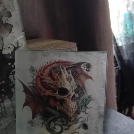 Goth/skull Glass Chopping Board and 2 Coasters