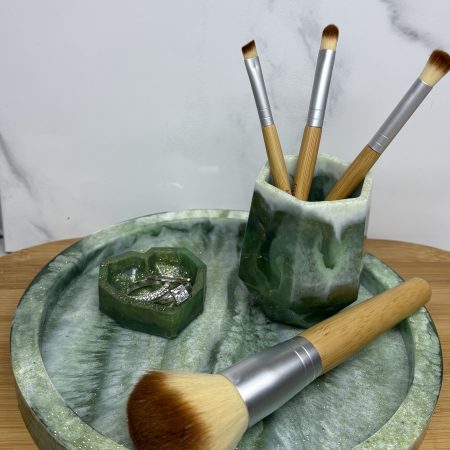 Vanity/Display Tray with small vase and heart ring dish