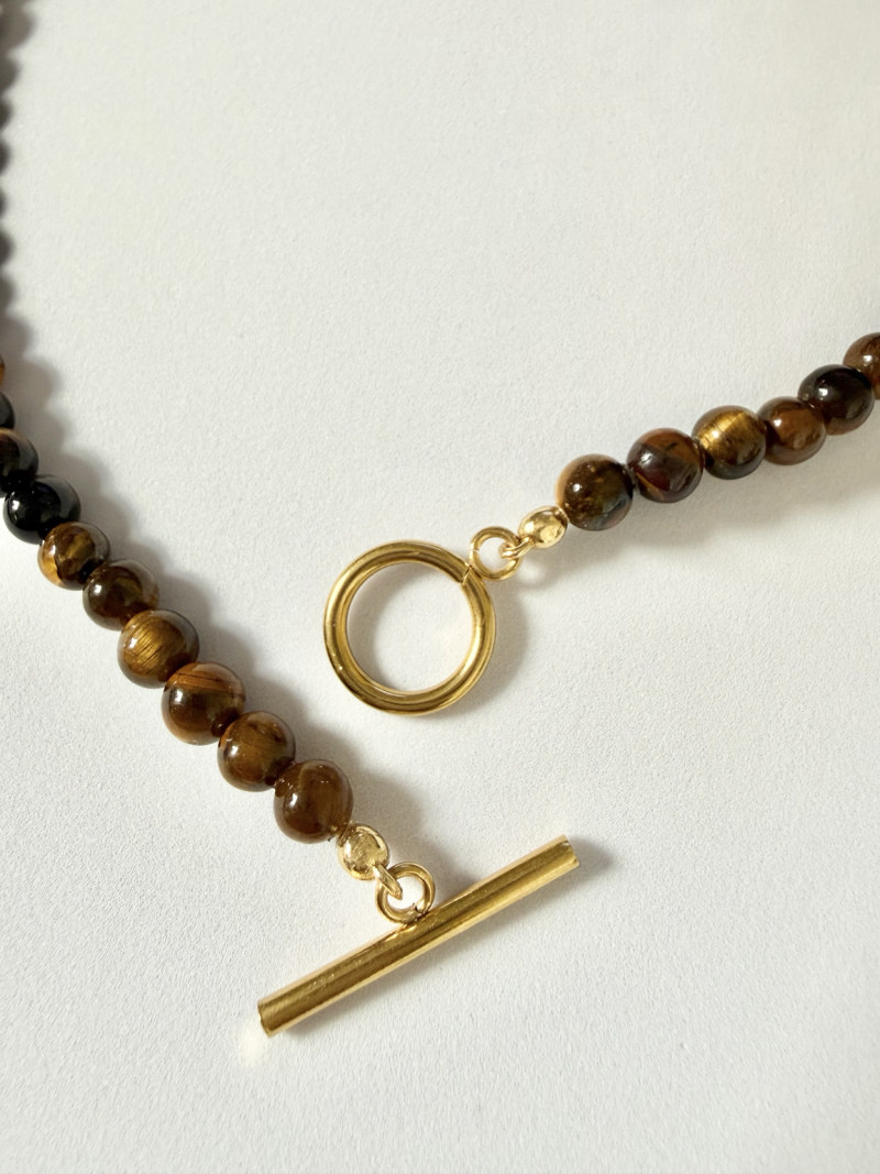 Tiger Eye Beaded Necklace – 16”