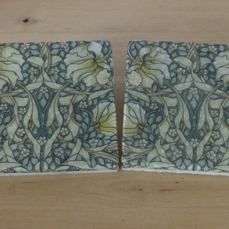 Marble Coasters - William Morris Green Pimpernel Design