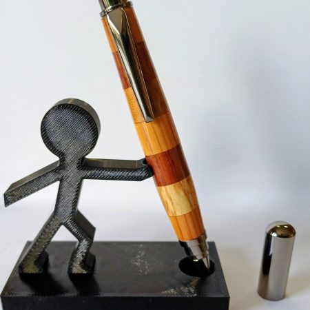 Hand Turned Segmented Roller Ball Pen in Four Hardwoods with Gift Box
