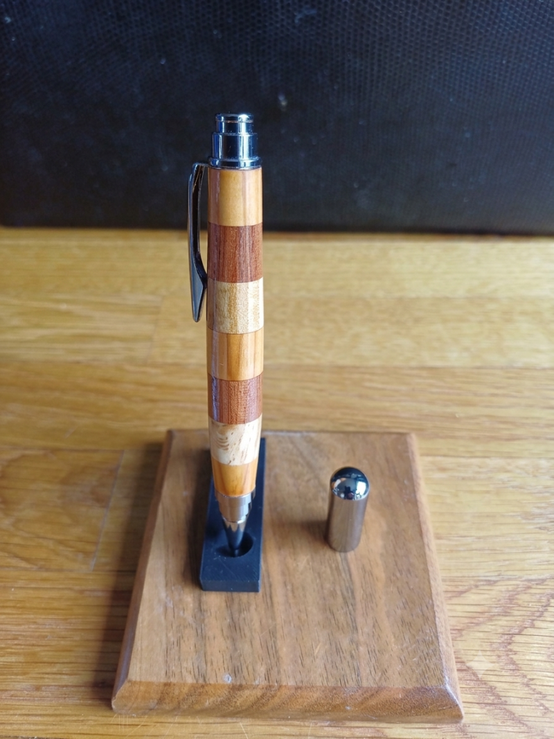 Hand Turned Segmented Roller Ball Pen in Four Hardwoods with Gift Box