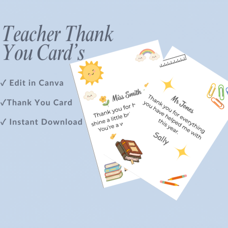 Teacher Thank You Cards - Canva Editable Digital Download