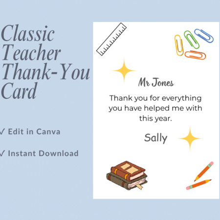 Teacher Thank You Cards - Canva Editable Digital Download