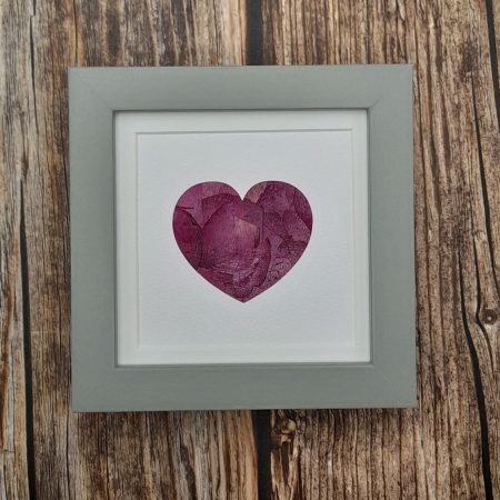 Handmade Heart picture - decoupaged dried Rose petals in a 10cm frame