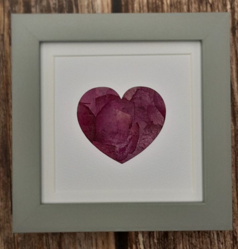 Handmade Heart picture - decoupaged dried Rose petals in a 10cm frame