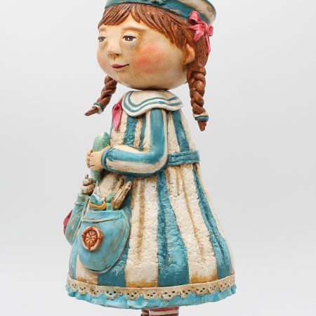 Handmade Coralie Tidepocket Art Doll from paper clay.