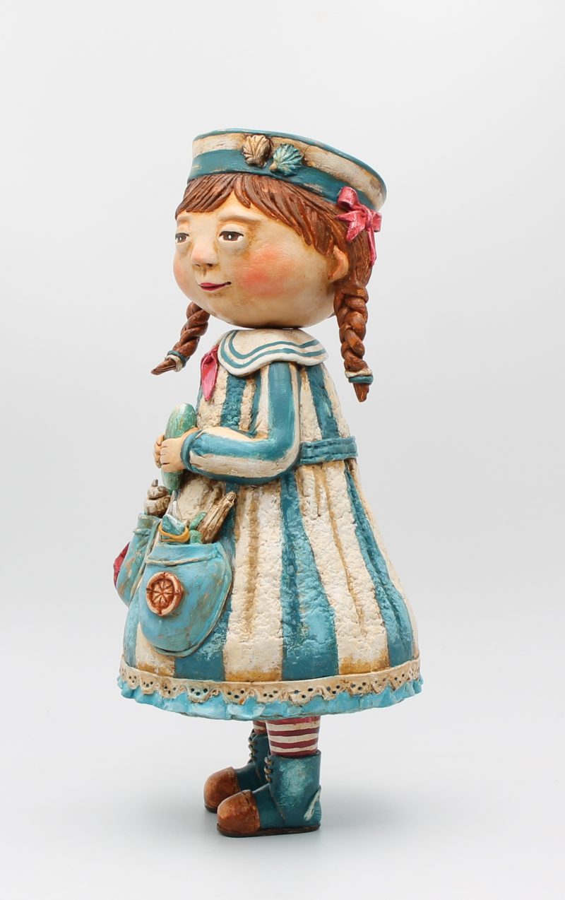 Handmade Coralie Tidepocket Art Doll from paper clay.